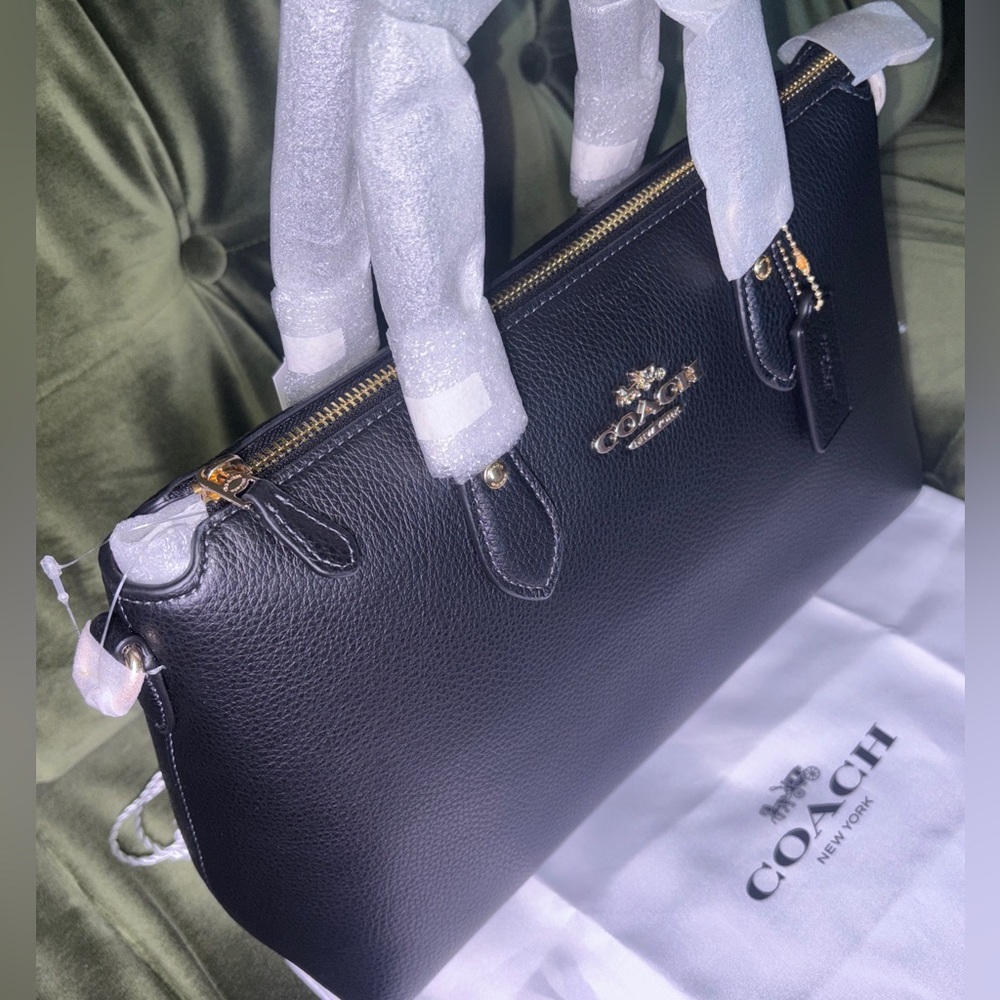 NWT Coach Georgia Satchel Bag In black pebbled leather - Picture 7 of 15